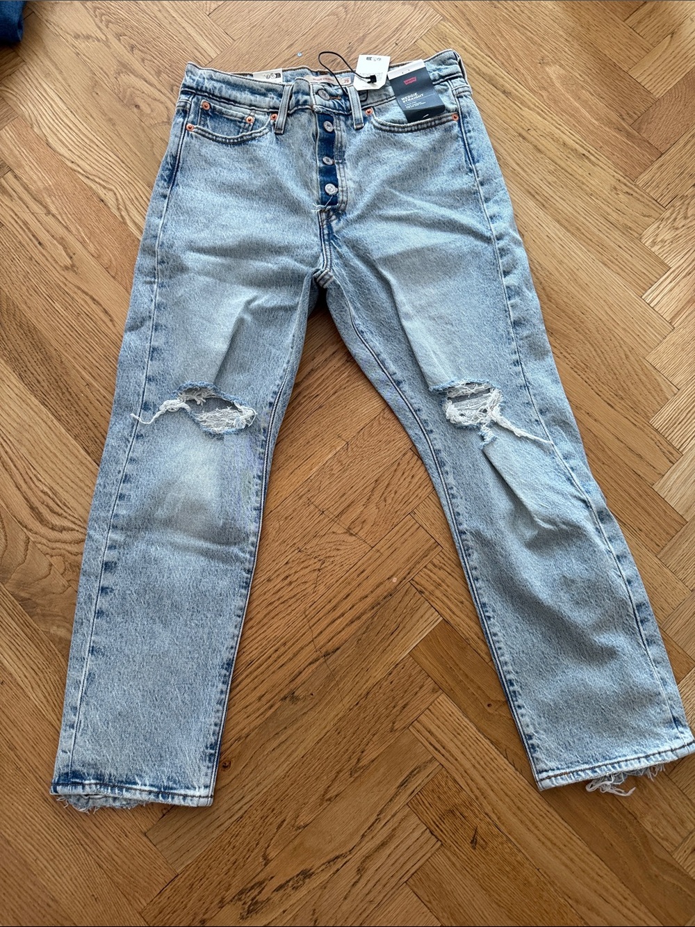 Levi's wedgie light Blue Distressed Straight Jeans